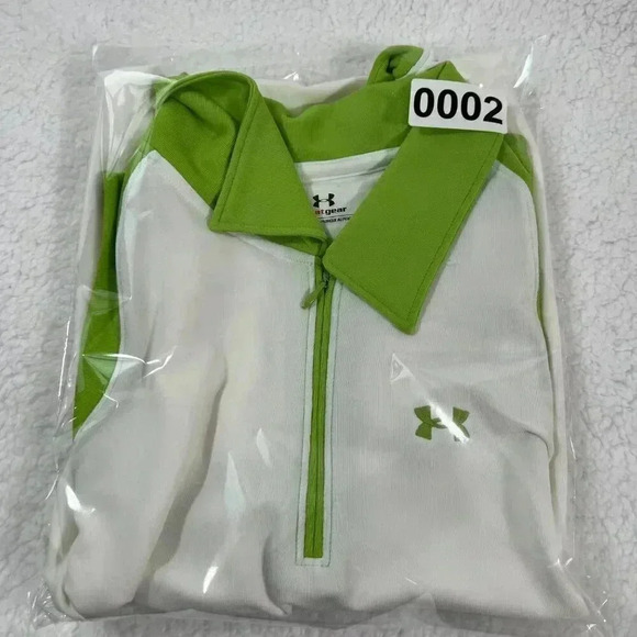 Under Armour Women Med Polo White Kelly-Green Tank Heat Gear Golf Athleisure NEW - Picture 9 of 9